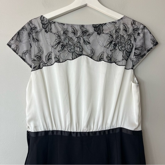 H&M Black and White Lace Details Sheath Workwear Zip Side Dress 12 - Picture 2 of 13